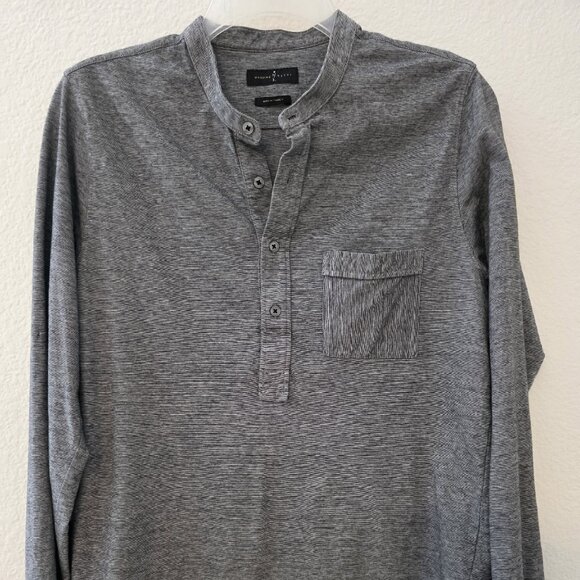 Massimo Dutti 100% cotton Henley Shirt Mens  Pocket Preppy Casual M/S - Picture 1 of 7